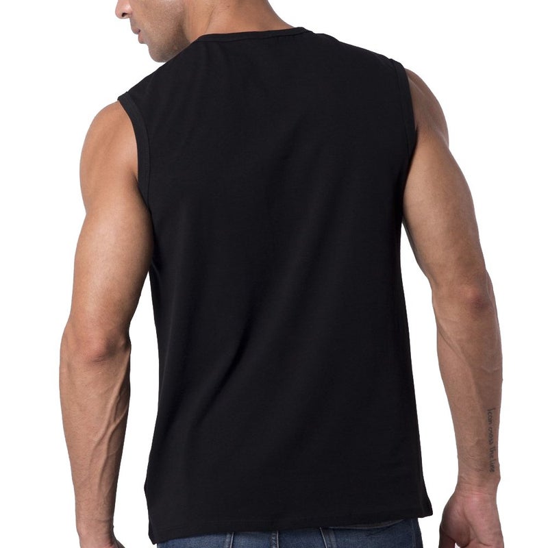 Y2Y2 Men's Sleeveless V-Neck T-Shirt, Black, L (42"-44") - Image 4